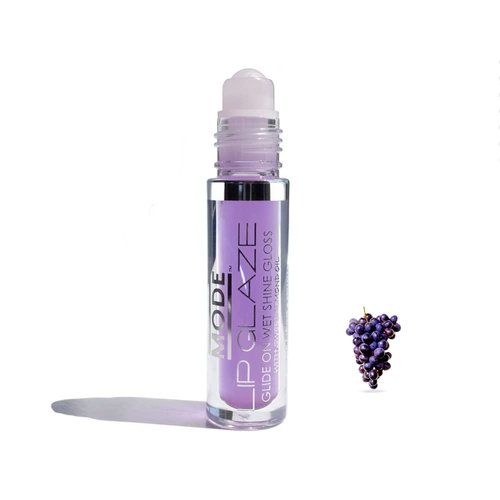 MODE Lip Glaze Flavored Lip Gloss Yummy CONCORD GRAPE Flavor Roll On Sweet Wet Nourising Shine, Hydrating Moisturizing Natural Skincare Fruit Oils, Cruelty Free, Vegan, Made in NY