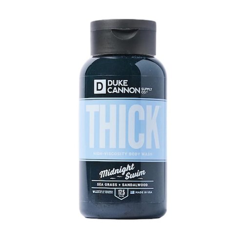 Duke Cannon Midnight Swim Body Wash - Thick High Viscosity Men's Body Wash, Exfoliating and Moisturizing Formula, Sea Grass and Sandalwood Scents, 17.5 oz (1 Pack)
