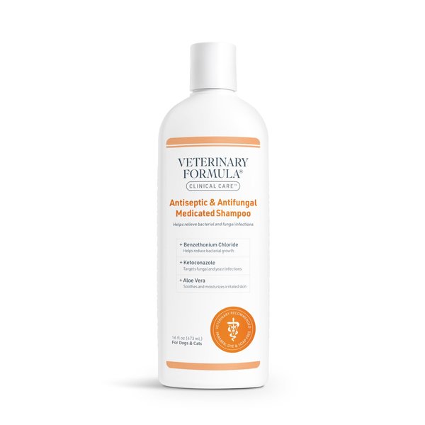 Veterinary Formula Clinical Care Antiseptic and Antifungal Medicated Shampoo for Dogs & Cats, 16 Fl Oz – Helps Alleviate Scaly, Greasy, red Skin – Paraben, Dye, Soap-Free (1 Pack)