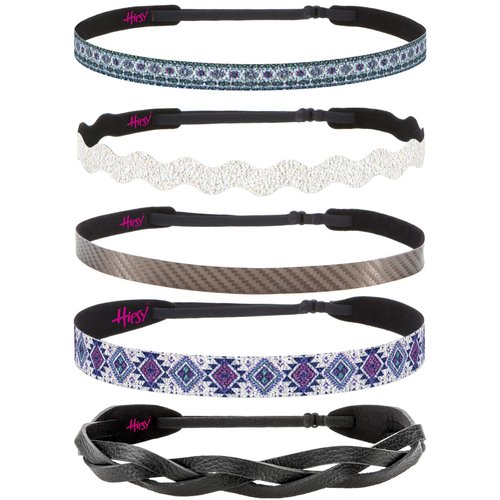 Hipsy Women's Adjustable No Slip Cute Fashion Headbands Braided Hairband Packs (5pk Braided & Hippie Headband Multi Pack)