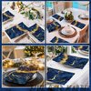 Geyoga 200 Pcs Guest Napkins 2 Ply Guest Bathroom Paper Napkins Disposable Hand Guest Towels for Thanksgiving Harvest Parties Dinners Decorative(Blue Gold Marble)