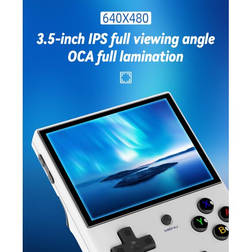 RG35XX Plus Retro Video Handheld Game Console Linux System 3.5 in IPS Screen Built-in 3300mAH Battery 64G TF Card Preinstalled 5500 Classic Games(RG35XX Plus White New)