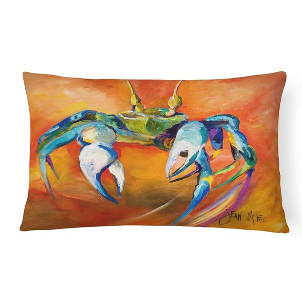 Caroline's Treasures JMK1110PW1216 Blue Crab Canvas Fabric Decorative Pillow Machine Washable, Indoor Outdoor Decorative Pillow for Couch, Bed or Patio, 12HX16W