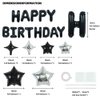 TONIFUL 35PCS Black Happy Birthday Decorations Kit 16 Inch Happy Birthday Balloon Banner with Star Balloons Mylar Foil Birthday Party Decorations Supplies for Men Women Adults Girls Boys Kids