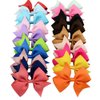 20pcs/lot Mutilcolor 4 inch Grosgrain Ribbon Hair Bows Girl Boutique Bow Baby Childs Handmade Diy Hairbows with Clip Kids Hair Accessories