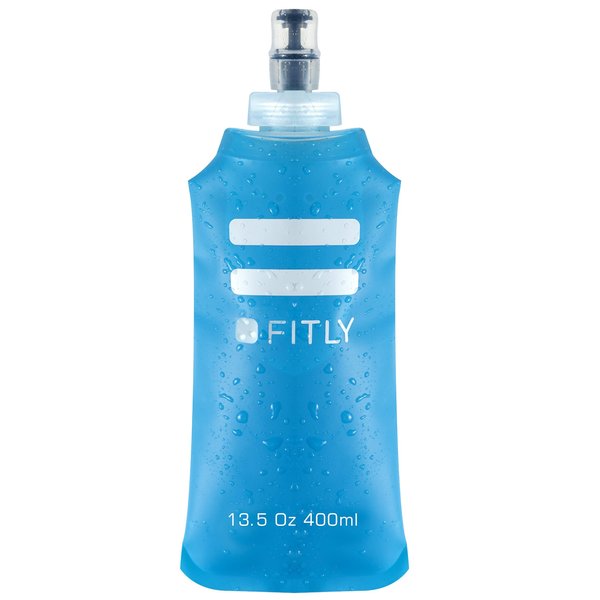 FITLY Soft Flask - 13.5 oz (400 ml) - Shrink As You Drink Pocket Soft Water Bottle for Hydration Pack/Running Vest- Folding Water Bottle for Running, Hiking, Cycling - Ski Water Bottles (FLASK400)