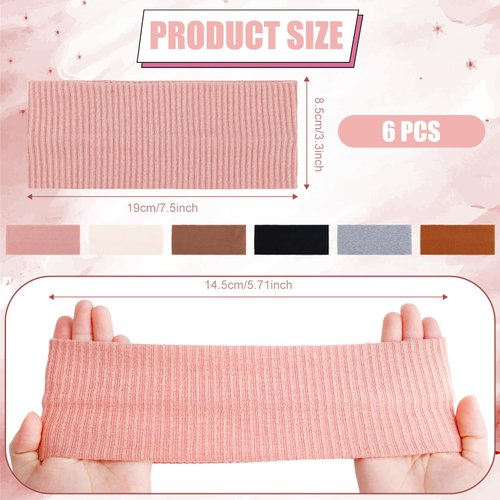 XIHIRCD 6pcs Wide Headbands for Women, Non Slip Knit Fabric Hair Band Elastic Boho Head Band Stylish Sport Stretchy Hairbands for Girls Yoga Running Make Up Face Wash (6 Colors)