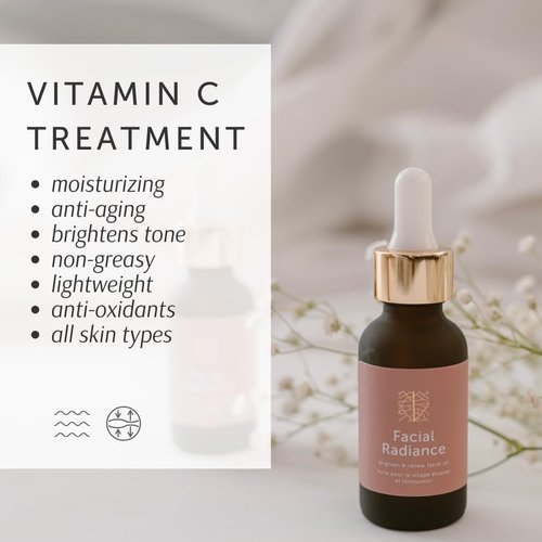 PUUR INGRID Facial Radiance Vitamin C Squalane Facial Oil with Evening Primrose, Apricot and Camellia Cruelty Free
