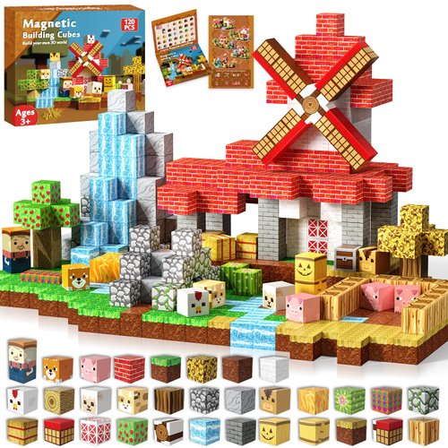 Goody King Magnetic Blocks | 120PCS Magnetic Building Blocks,Magnetic Farm Animal Homes,STEM Montessori Sensory Toys for Toddlers Kids Boys Girls Ages 3 4 5 6 7 8 9 10 Christmas Birthday Gifts