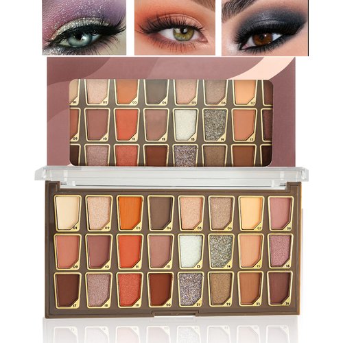 24 Colors High Pigmented Glitte Matte Eyeshadow Makeup Palette Blendable Long Lasting Eye Shadow Neutrals Smoky Multi Reflective Shimmer Pearls Eye Shadow Palette, Christmas Makeup Gift for Women #M1