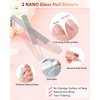 Glass Nail File and Nail Shiner, 4PC Crystal Nail File and Nano Glass Nail Buffer, Premium Set with Case, Professional Manicure Tool Fingernail Czech File for Natural Nail, Gift for Women and Girls