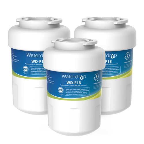 Waterdrop MWF Water Filter for GE® Refrigerators, Replacement for GE® MWF, SmartWater® MWFP, MWFA, GWF, HDX FMG-1, WFC1201, RWF1060, 197D6321P006, Kenmore® 9991, GSE25GSHECSS, WD-F13, 3 Filters