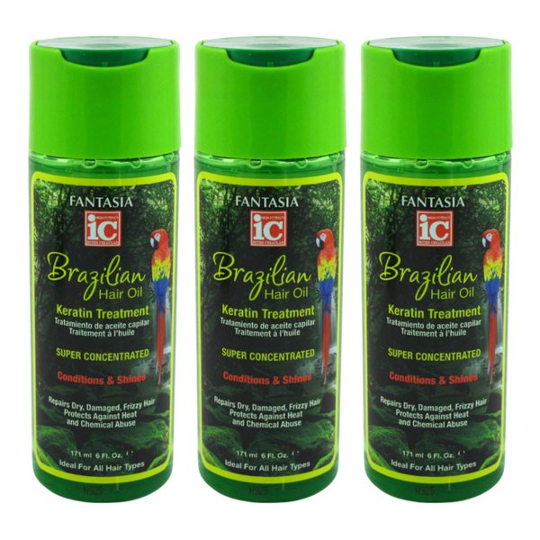 Fantasia Ic Hair Oil Brazilian Keratin Treatment 6 Ounce (Pack of 3)