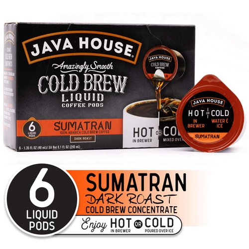 Java House Cold Brew Coffee, Sumatran Dark Roast Coffee Concentrate Liquid Pods, 6 ct…