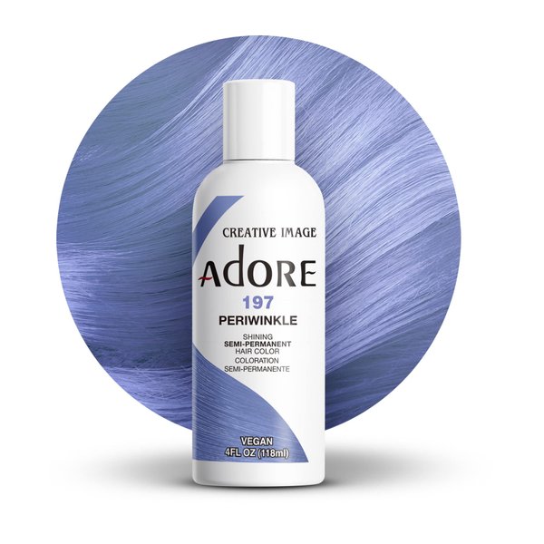 Adore Semi Permanent Hair Color - Vegan and Cruelty-Free Purple Hair Dye - 4 Fl Oz - 197 Peri Winkle (Pack of 1)