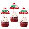 Rsstarxi 24 Pack Merry Christmas Cupcake Toppers Red Green Glitter Santa Hat Merry Christmas Cupcake Picks for Christmas Theme Xmas Holiday Kids Birthday Party Cake Decorations Supplies