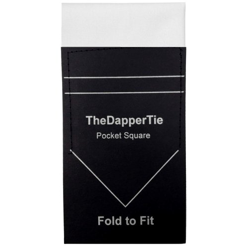 TheDapperTie - Men's White Cotton Extra Thick Flat Pre Folded Pocket Square on Card