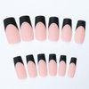 AddFavor French Tips Press on Nails Medium Square Fake Nails, 120pcs Black French Nails Press on Long Square Matte Nude Acrylic Nails Artificial False Glue Nails with Adhesive Tabs for Women