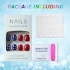 Short Press on Nails 4th of July Fake Nails with American Flag Designs Acrylic False Nails Square Red French Tip Nails Cute Stick on Nails for Women