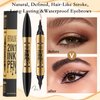 3D Four-Tip Eyebrow Pen & Eyeliner Duo - Waterproof, Long-Lasting, Smudge-Proof, Easy to Use for Perfect Brows and Defined Eyes - Black Eyebrow Pencil & Black Eyeliner