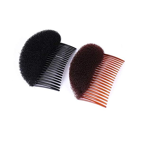 KDDOM 2 Pcs French style Bun Maker Braid Tool,Charming Bump It Up Volume Inserts Do Beehive Hair Styler Tool for Girl Woman Hair Accessories(Black,Brown)