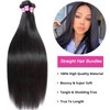 PINJUOO Bob Bundles Human Hair Short Straight Hair 3 Bundles 12 12 12 Inch 100% Unprocessed Raw Weave Human Bundles Sew in Human Hair Extensions Natural Black Color for Women (100g/Bundle）