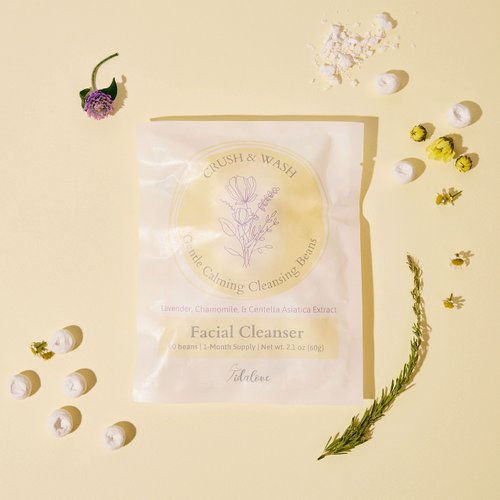 Tidalove Daily 3 in 1 Facial Cleanser, Exfoliator and Wash-off Mask, Vegan, Cruelty Free, Plastic Free, Travel Friendly, 1 Month Supply Refill (60 Tablets) (Calming)