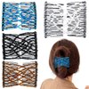 4 Pieces Elastic Hair Comb Clips Magic Stretchy Double Comb Hair Clips for Girls Women Hairstyle Hair Accessories (Beads-Black,Brown,White,Blue)