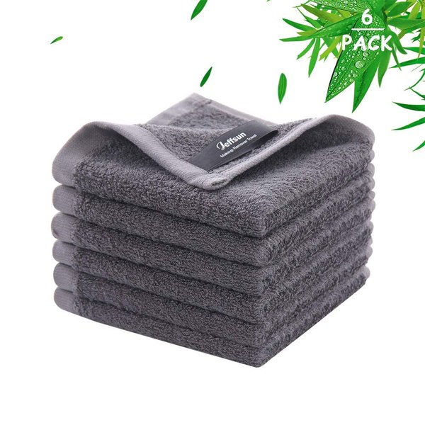 Face Wash Cloths & Reusable Makeup Remover Cloths 6 Pack, Super Soft and Skin Friendly Face Towel for Sensitive Skin,10x10 inch Small Washcloths, Easy to Rinse Dark Grey Facial Cleaning Cloths