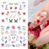 3D Water Transfer Flower Nail Stickers Lilies Camellia Flower Nail Art Stickers Spring Summer Flower Stickers for Nails Floral Nail Decals for Nail Art Supplies Nail Decor Sticker Nails for Women