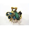 small mini metal jeweled antique peacock bronze hair claw clip (Primary color: Red)
