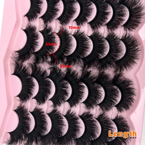 loladook Dramatic Lashes Fluffy 20mm Mink Lashes Cat Eye Big Eyelashes Mink Long False Eyelashes Cat Eye 25mm Volume 14 Pairs Strip Lashes Pack