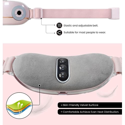 Portable Cordless Heating Pad，Heating Pad 5s Fast Heating，Heating Pads for Cramps with 3 Heat Levels and 3 Massage Modes，Menstrual Heating Pad for Women and Girl (Pink)