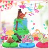 9 Pcs Girl Dinosaur Birthday Party Supplies Pink Dinosaur Honeycomb Centerpiece Table Decorations Happy Dino Volcano Theme Party Table Toppers for Kids Baby Shower Decor