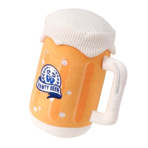 Pawty Beer Plush Dog Toy - Cute Unique Dog Parody Toy with Squeaker - Funny Alcohol Dog Toy - Gift for Puppy Birthday - Chew Toy for Small Medium Dog
