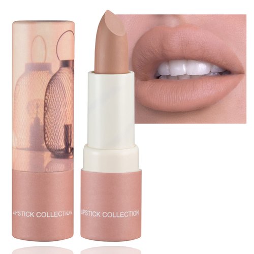Matte Nude Lipstick,Nude Paper Tube Nude Matte Lipsticks for Women,Bold & Intense Colors,Non-Stick Cup Not Fade Silky Smooth Velvet Lip Gloss Set Nude Lip Stick Matte Lipstick Lip Makeup Gifts(Nude)