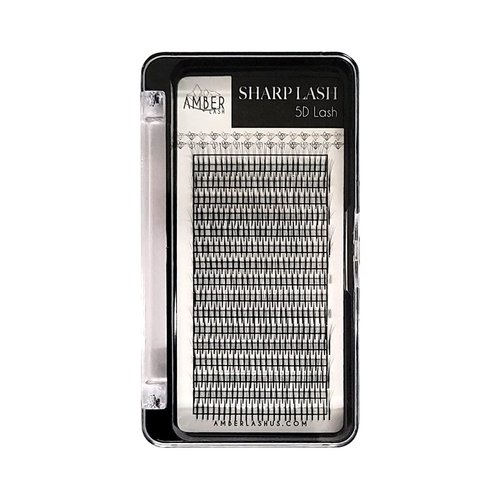 Sharp Lash 5D, Premade Volume Lashes with Long Stem for Eyelash Extensions, 400 Units of Narrow Fans with 0.07mm Thickness and Various Curls and Lengths by Amber Lash (D 10mm)
