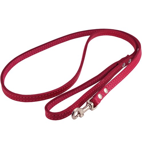 Dogs My Love Genuine Leather Dog Leash 4-Feet Wide Pink (Small: 3/8" Wide)