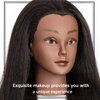 Mannequin Head Human Hair Mannequin Head with Hair 100% Real Hair Manikin Head Doll Head for Hair Styling Hair Mannequin Head with Free Table Mannequin Head Stand (Black mannequin head, 16 inch)