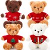 Glimin 4 Pcs Christmas Bear Stuffed Animals with Doll Clothes 12 Inch Cute Plush Bear with Removable Sweater Hoodie Xmas Doll Accessories for Plush Bear Dolls DIY Change Clothes (Bright Style)