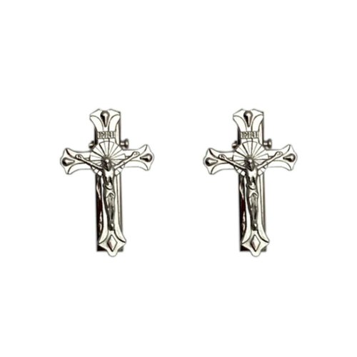 ZHOUMEIWENSP 1Pair Retro Metal Hair Clips Halloween Cross Hairpin with Punk Duckbill Clips Novelty Hair Style Making (Jesus)