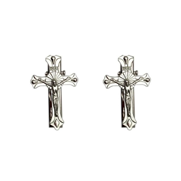 ZHOUMEIWENSP 1Pair Retro Metal Hair Clips Halloween Cross Hairpin with Punk Duckbill Clips Novelty Hair Style Making (Jesus)