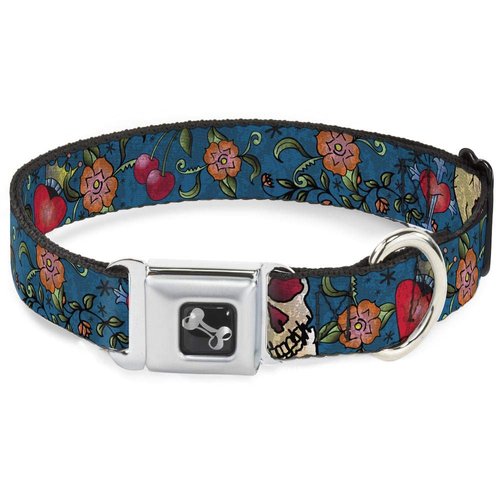 Dog Collar Seatbelt Buckle Only God Can Judge Me Close Up Blue 13 to 18 Inches 1.5 Inch Wide
