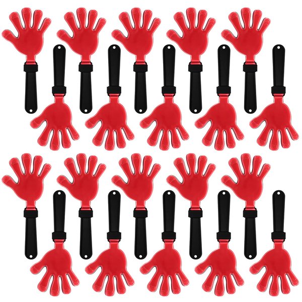 20 Pieces Black Red Hand Clappers 7.5 Inch Noise Makers Plastic Clappers Noisemakers for Birthday Fiesta Party Favors Carnival Prizes Watching Game Accessories