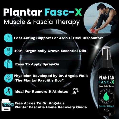 Dr. A's Plantar Fasc-X Essential Oil Blend | Natural Support for Foot, Fasciitis, Arch & Heel Spur Cream | Organic Coconut Oil & Therapeutic Grade Frankincense Wintergreen | Fast Acting Relief