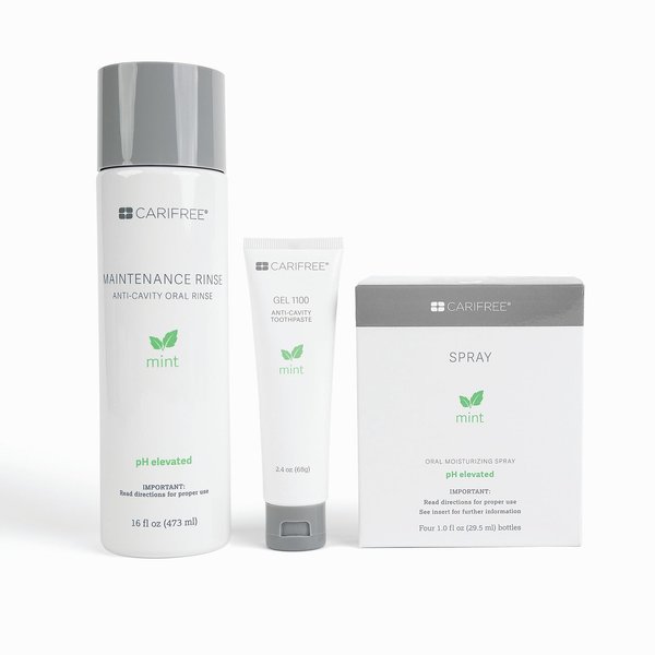 CariFree Maintenance & Prevention Starter Kit, Mint | Anti-Cavity Fluoride Toothpaste & Mouthwash Freshens Breath and Moistens Mouth | Dentist Recommended for Oral Care (Mint, 3 Piece Set)