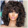 Traqur Short Curly Wigs for Black Women Synthetic Hair Heat Natura Wigs for African American Women (Brown)