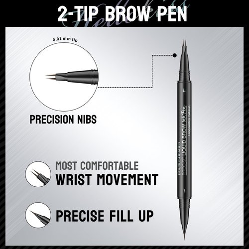 Upgrade Curved 2 Fork Tip Eyebrow Pen, Dual-Ended Forked Tip Eyebrow Pencil with Brush, Magic Microblading Eyebrow pencil,Precise Definition for Looking Brow-Create Natural Hair-Like Brows (03#)