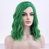 BERON Green Wig Short Wave Bob Wig Green Short Curly Wig Mix Green Wigs for Women Girls Wig Cap Include
