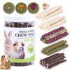 50-60 Pcs Rabbit Chew Toys, Guinea Pig Chew Toys, Hamster Chew Toys, Bunny Chew Toys, Rabbit Chew Toys for Teeth, Sweet Bamboo, Apple Stick, Timothy Stick, Prevent Teeth Overgrowth, Clean Teeth